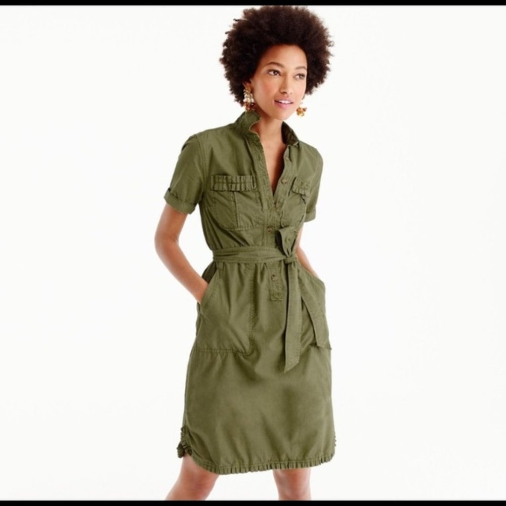 J.Crew Utility Shirtdress Ruffle Hem EUC